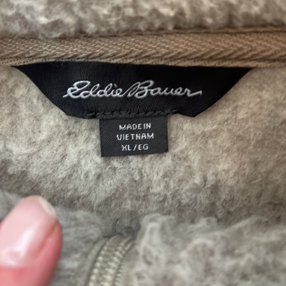 Eddie Bauer 1/4 Zip Fleece Lined Pullover  XL  Heather Tan - Picture 3 of 6